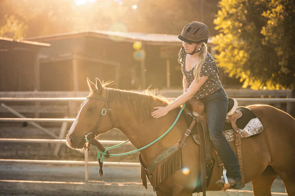 Helmets are a little less common amongst western riders.